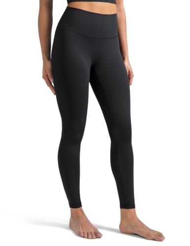 Colorfulkoala Dreamlux No Front Seam Leggings for Women 25 Inseam High Waisted Buttery Soft 7/8 Yoga Pants (M Black)