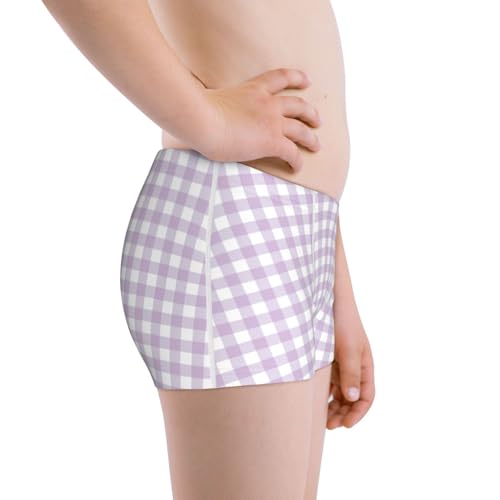 Boys' Cotton Boxer Brief Soft Underwear-Purple Checkboard2