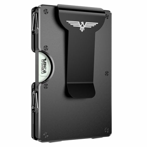 Lenvoten Upgraded Hinged Minimalist Wallet for Men | Slim Metal RFID Blocking Wallet | Credit Card Holder & Money Clip Holds 20 Cards | Premium Scratch-Resistant Finish | Ideal Gift for Men
