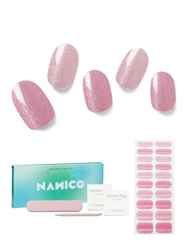 Namico Semi Cured Gel Nail Strips,20Pcs Nail Stickers, Easy To Use, Long Lasting, Salon Quality Nail Wraps, Includes Prep Pads, Nail File & Wood Stick #TOP5