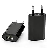 🔌 Lot de 2 adaptateurs secteur USB au design compact : Vous recevrez deux chargeurs USB noirs avec une tension d'entrée de 100-240 V (50/60 Hz) et une sortie de 5 V/max. 1 A - idéal pour les appareils nécessitant un courant de charge doux, comme les smartphones, les tablettes ou les écouteurs