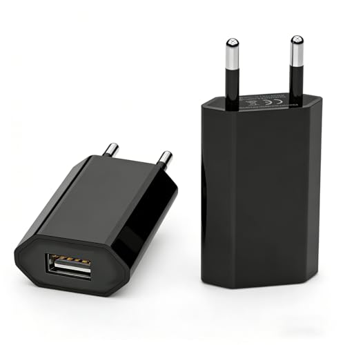 2 Prises d’Alimentation USB, Adaptateur Universel 5V 1A, Chargeur Compatible avec Téléphone Mobile, Android, Montre Connectée, Casques, Smartwatches,...