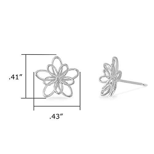 Boma Jewelry Sterling Silver Wire Flower Stud Earrings #TOP4