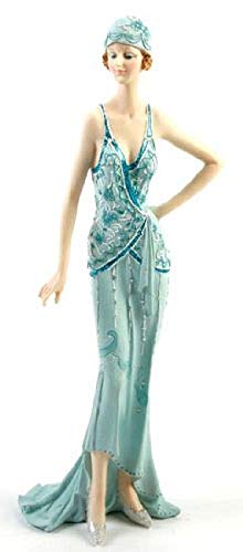Art Deco Broadway Belles Lady Figurine Statue. Blue Teal Colour #01