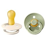 BIBS Colour Schnuller 2er-Pack, BPA-frei, Kirschform Nippel. Naturkautschuk / Latex, Hergestellt in Dänemark. 18+ Monate (2er Pack), Ivory / Sage