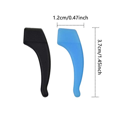 Mikihat 5 Paires Support Antidérapant pour Lunettes, Retenue de Lunettes, Crochet D'Oreille de Lunettes, Crochet D'oreille Antidérapant en Silicone pour Lunettes et Lunettes de Soleil(Noir et Bleu) - Image 3