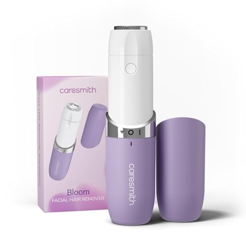 CARESMITH Bloom Facial Shaver | Women’s Face Hair Remover | Upper Lip, Chin & Cheeks | Hypoallergenic Blades | 1 AA Battery Included, Purple