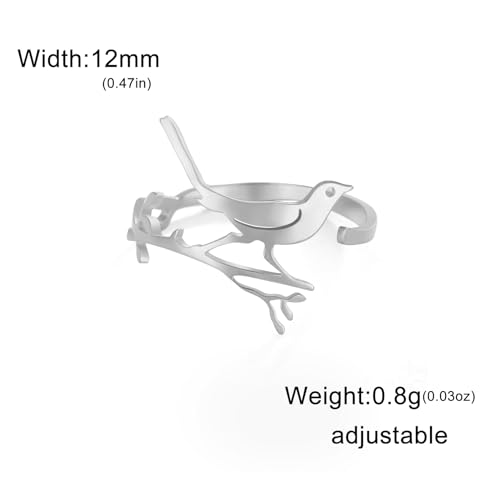 kkjoy Birds Ring Stainless Steel Adjustable Open Finger Rings Promise Ring Jewelry Gift for Women Charming Ladies3
