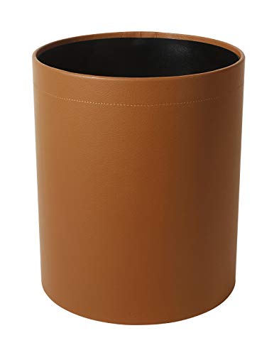 Läufer 39038 Scala Papierkorb, naturgenarbtes Rindsleder, cognac, Handgefertigt aus Echtleder in Deutschland, Abfalleimer aus Leder