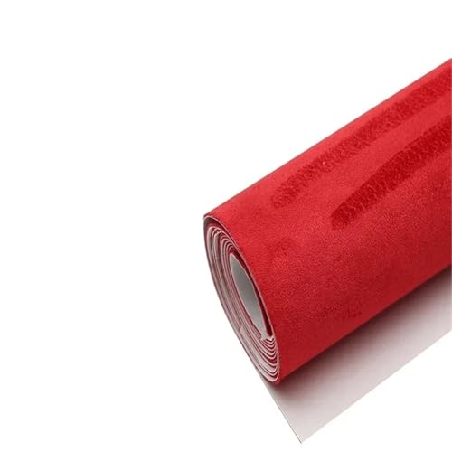 Tissu ciel de toit voiture en daim rouge auto-adhésif 30x140 cm pour rénovation