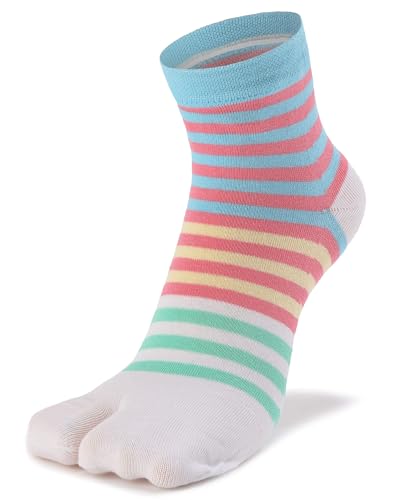 Image of Women's Solid 2 Toe Flip Flop Tabi Socks Geta Ankle Cotton 5 /6 Pairs