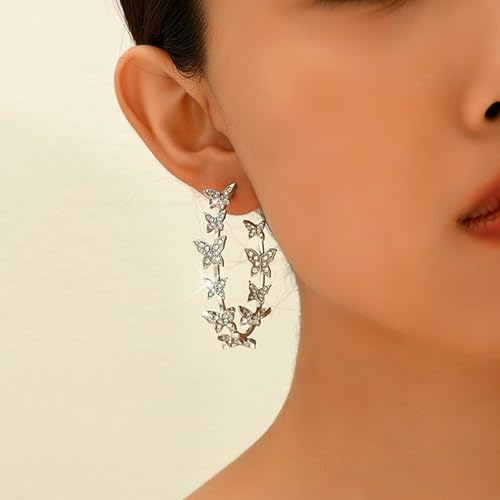 Butterfly Earrings for Women Trendy Big Butterfly Hoop Dangle Earrings Large Huggie Hoops Drop Earring Jewelry Dress Accessories Gifts3