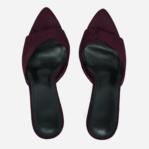 Image of Riekhany High Heel Mules for Women Slip On Open Pointed Toe Classy Patent Leather Stiletto Pumps Formal Slingback Mule Sandals Dress Walking Shoes