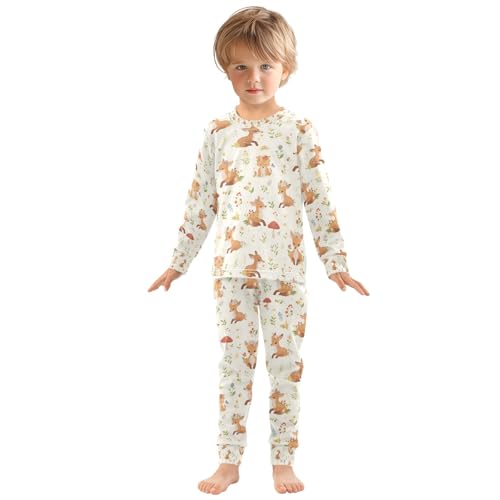 senya Deer Fox Leave Cute Pajamas Set Long Sleeve Soft Cotton Sleepwear 2 Piece3