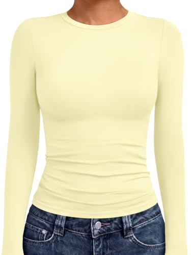 Underscrubs Tops Crew Neck Long Sleeve Compression 13 underscrubs tops - creamy yellow