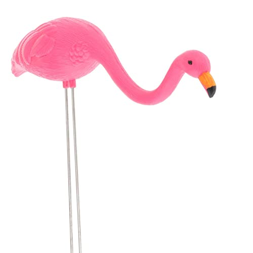Statue flamant rose tuteur de jardin 26x7cm en métal pour décoration d'allée - 3
