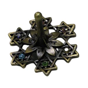 GIFTS PLAZA (D) Jeweled Dreidel with Antigue Finish and Stones Judaica Chanukah Decor