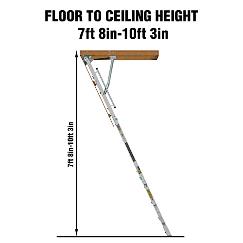 Wtravel W134355812 Aluminum Attic Ladder Pull Down Loft Stairs Folding Retractable Household Manual Lifting thumb #4