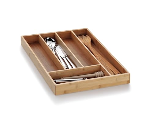 kela Range-couverts en bambou pour tiroirs 30 x 34 x 5 cm, Insert à tiroirs avec 5 compartiments, KALMA, Organiseur de tiroirs cuisine