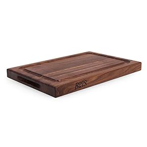 John Boos Reversible 18 Inch Wide 1.5 Inch Thick BBQ Barbecue Carving Cutting Board with Deep Juice Groove, 12 x 18 x 1.5 Inches, Walnut