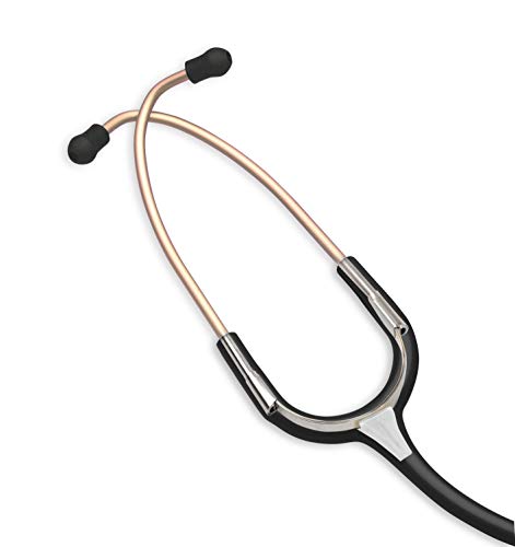 Image of ADC Adscope Lite 619 Ultra Lightweight Clinician Stethoscope with Tuneable AFD Technology, 31 inch Length, Champagne Finish with Black Tubing