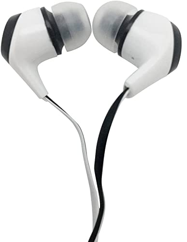 JustJamz Colorblind Friendly Earbud Headphones (in-Ear 10 Pack) 3.5mm Stereo Simple Design Black and White