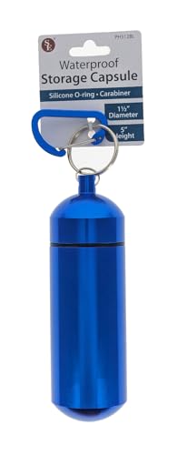 SE 5-Inch Large Waterproof Aluminum Storage Container with Carabiner - Outdoor Survival Gear Capsule (5-Inch Length X 1.5-Inch Diameter) -PH512 (Blue)