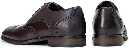 Image of Jousen Men's Dress Shoes Leather Wingtip Formal Business Oxford Shoes Brogue Retro Derby Dress Shoes for Men