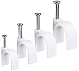Round Cable Wire Clips, RG6/RG59/CAT5/CAT6/RJ45 Electrical Ethernet Dish TV Speaker Wire Cord Tie Holder, Single Coaxial Nail Clamps (6mm + 8mm + 10mm + 12mm 400pcs)