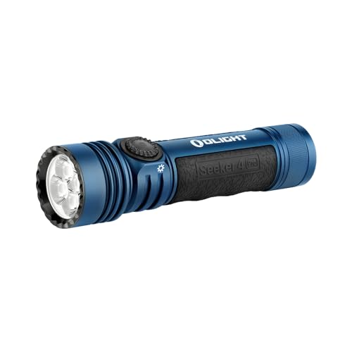 OLIGHT Seeker 4 Pro Rechargeable Flashlights, 4600 Lumens High Powerful Bright Light with USB C Holster, Waterproof IPX8 for Emergencies, Camping, Searching (Midnight Blue Cool White)