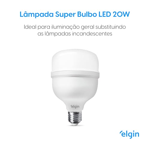 Lâmpada Super Bulbo LED T 30W 6500K Elgin Bivolt Luz Branca Fria