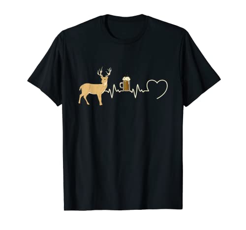 Heart-beat hunting deer beer humour hunter man T-Shirt