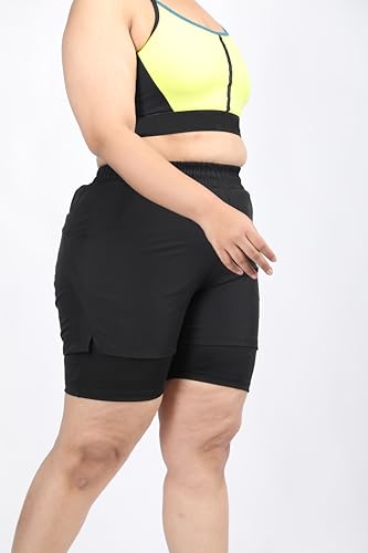 Image of CHKOKKO Gym Shorts for Women Workout Sports Running Quick Dry Fit Double Layer Inner Compression with Pockets Breathable Lightweight Wear