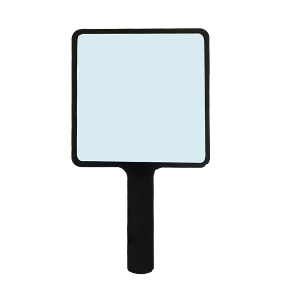 1 Piece Travel Handheld Mirror Square Cosmetic Hand Mirror Travel Makeup Mirror Hand Held Mirror Plastic Cosmetic Mirror Makeup Hand Mirror with Handle, Black-image-5