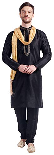 Maple Clothing Kurta Pajama Set Men's Indian Ethnic Wedding Party Dress Art Silk