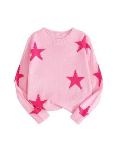 WDIRARA Toddler Girl's Star Sweater Crewneck Long Sleeve Knit Top Cute Knitwear