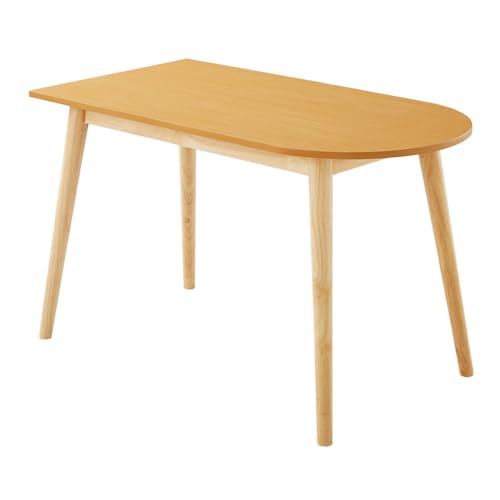 リコメン堂 ダイニングテーブル 半円 半楕円ダイニングテーブル 118cm 2人用 3人用 壁寄せできる 壁付け 丸 テーブル リビングテーブル ワンルーム シンプル コンパクト (ナチュラル, 118×60)