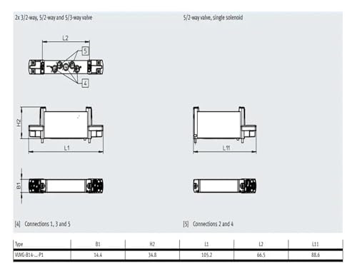 Électrovanne VUVG-B14-M52-P53C à architecture compacte et connexions intégrées