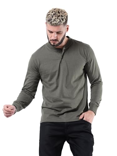 Image of fanideaz Mens Premium High Neck Henley T Shirts for Men Branded Full Sleeve Shirt for Men in Pure Cotton Casual & Formal Wear