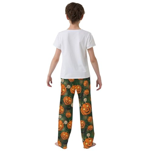 Halloween Pumpkin Candy Boys Long Pants Soft Trousers Elastic Waist Kids Lounge Bottoms with Pockets S-XL3