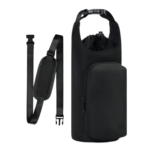 Portabotellas de agua para caminar – Bolsa isotérmica con cordón deslizante con bolsillo, correa para botella de agua | Para gimnasio, senderismo, viajes, playa, oficina, escuela, diario, coche