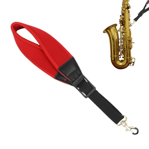 Correa para el cuello para saxofón alto, correa ajustable para saxofón alto, soporte para instrumentos acolchado suave con gancho de metal para jóvenes, jugadores, estudiantes, profesionales