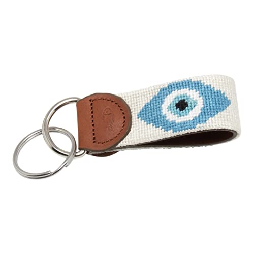 Image of Leather Hand-Stitched Needlepoint Key Fob or Key Chain