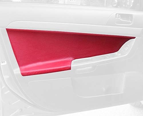 RedlineGoods Door Insert Covers - Front Compatible with Mitsubishi Lancer/Evo X 2008-15. Tailor Made - not Universal. Genuine top-Grade Italian Black Perforated Leather with Silver Thread