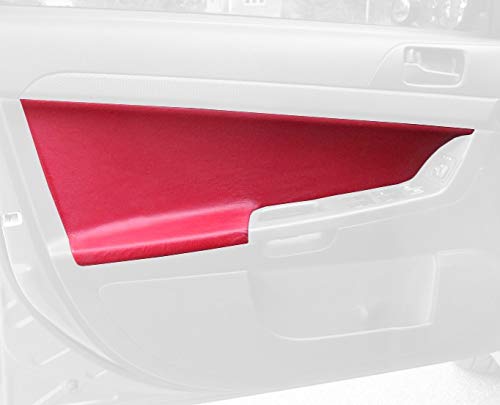 RedlineGoods Door Insert Covers - Front Compatible with Mitsubishi Lancer/Evo X 2008-15. Tailor Made - not Universal. Genuine top-Grade Italian Black Suede (Alcantara) with Red Thread
