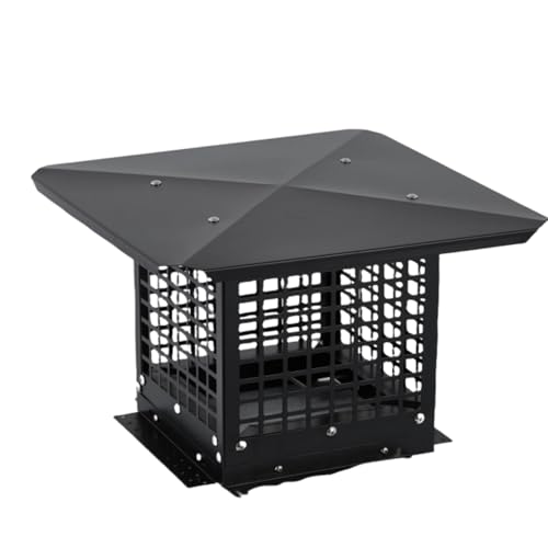 Chimney Cap, 9x9 Inches Square Chimney Cover, Galvanized Steel Fireplace Chimney Caps with Adjustable Bottom, Mesh Covers for Outside Existing Clay Flue, Black