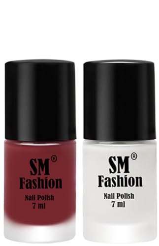 Image of Long Lasting Nail Polish | Nail Paint Combo 7 ml Each) - Set of 2 Plum-White