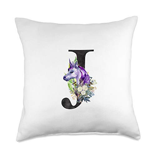 unicorn initial pillow
