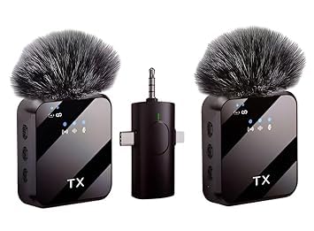 F11-2 Wireless Lavalier Universal Microphone 3-in-1 Type C & Lightning Noise Cancelling Collar Mic for Video Recording, Vlogging, Live Streaming, Online Teaching & Interviews. All Smartphones