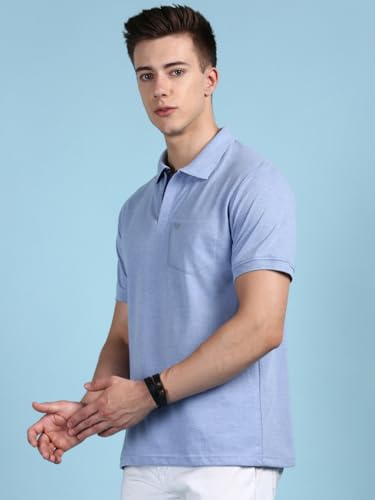 Image of Lux Cozi Men's Half Sleeve Soild Casual Regular Fit T-Shirt with Chest Pocket | Polo Tshirt for Men